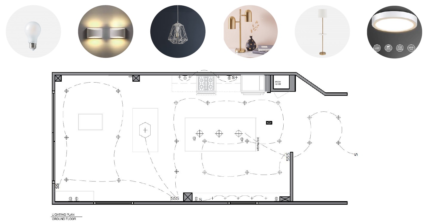 lighting examples with renovation blueprint